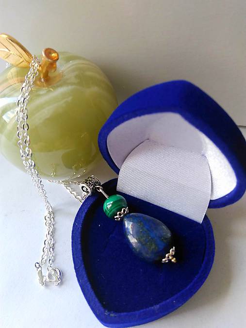 Retiazka s príveskom malachit a lapis lazuli v Ag 925/1000