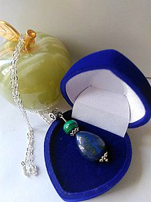 Náhrdelníky - Retiazka s príveskom malachit a lapis lazuli v Ag 925/1000 - 9612210_