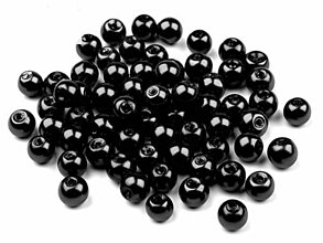 Korálky - Voskované perličky 6 mm, 30 ks (čierne) - 9612650_