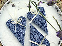 Dekorácie - Voňavé levanduľové srdiečko - modrotlač - 9616537_
