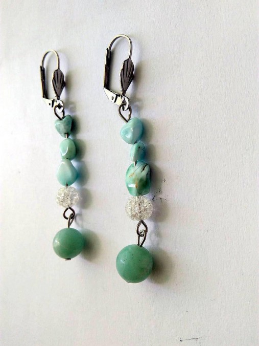 Larimar - visiace náušnice