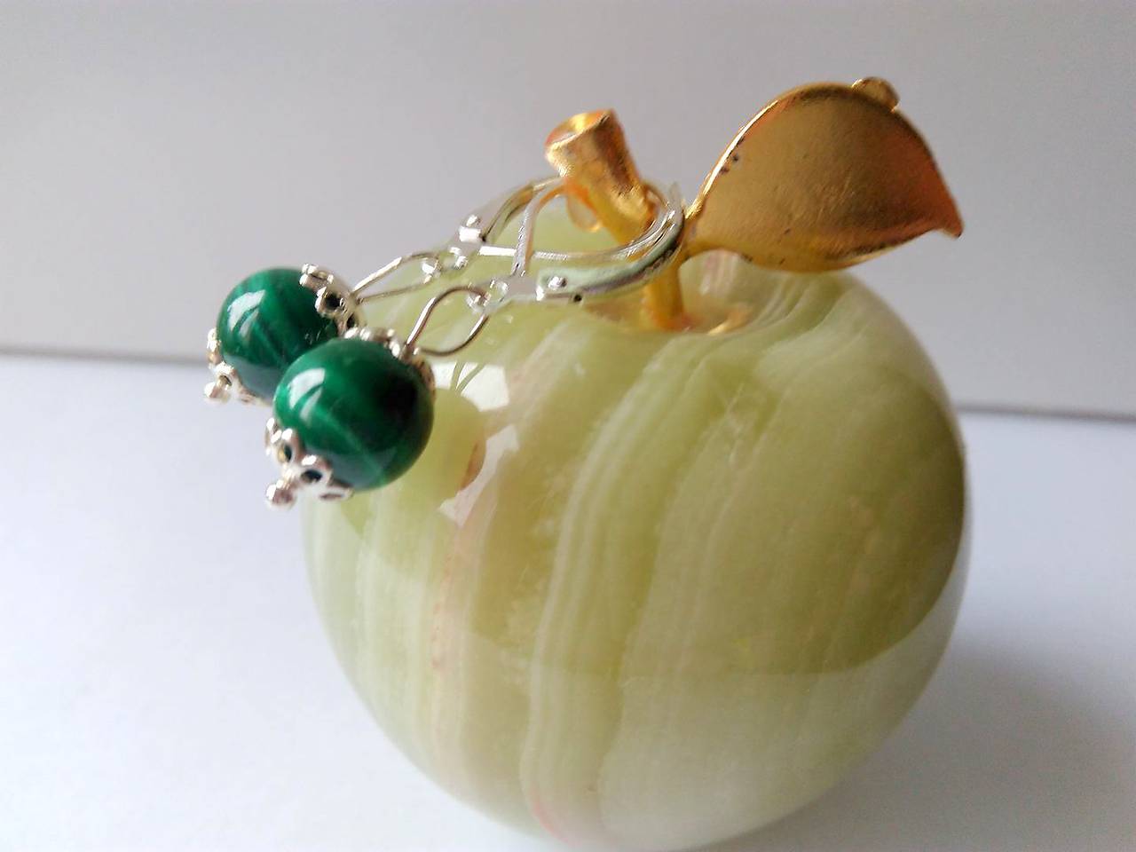 náušnice malachit v Ag 925