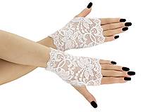Dámské svadobné biele čipkové rukavice 02D