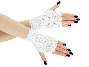 Rukavice - Dámské svadobné biele čipkové rukavice 01BA2 - 9620179_