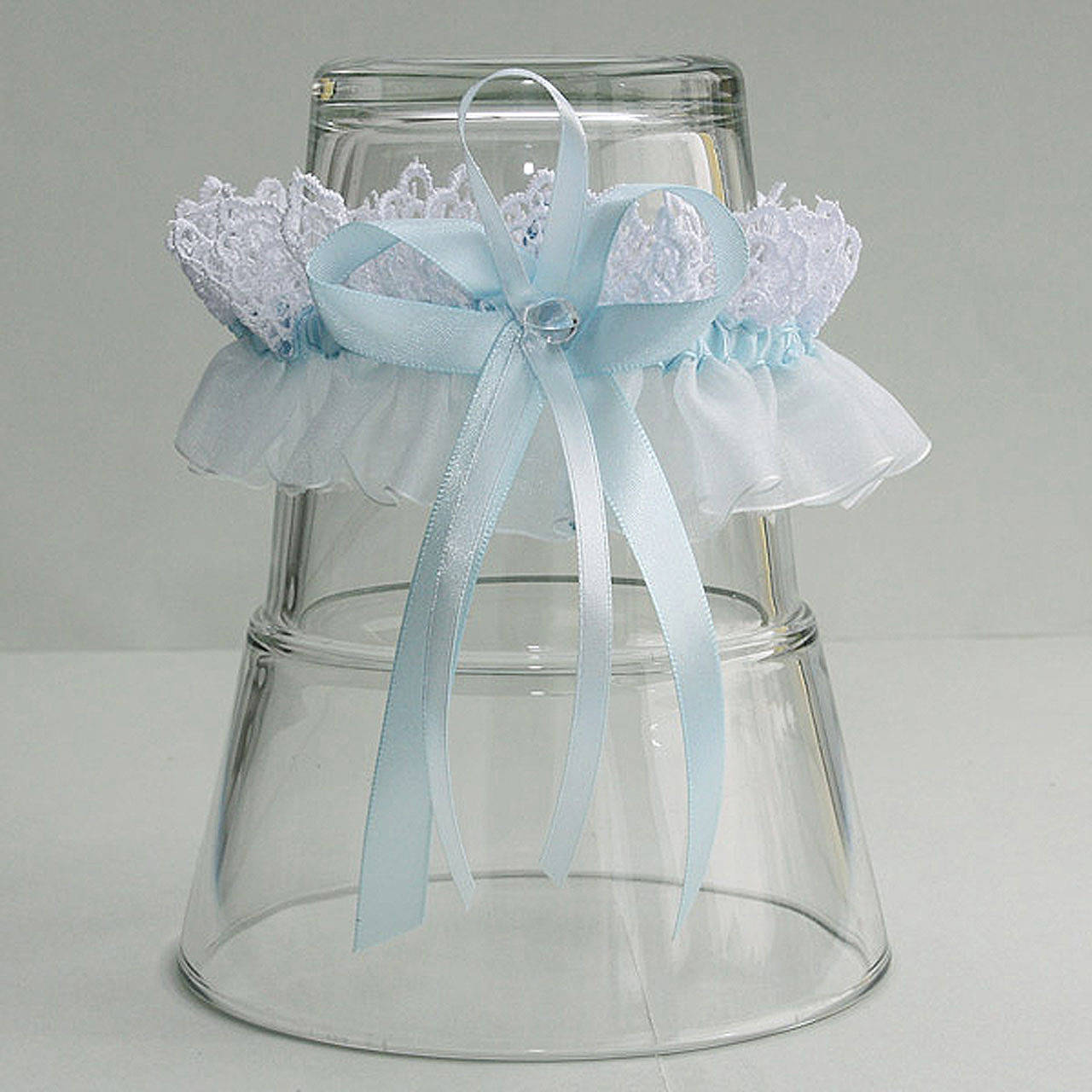 Bielo modrý svadobný podväzok