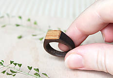 Prstene - Drevený prsteň Orech&Buk /dámsky/ - 9621635_