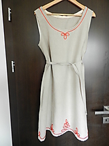 Šaty - Ľanové šaty do "A" ozdobené šujtáškou - 9621478_