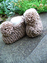 Detské topánky - Hnedé bombuľkové ťapušky, papučky - 9621962_