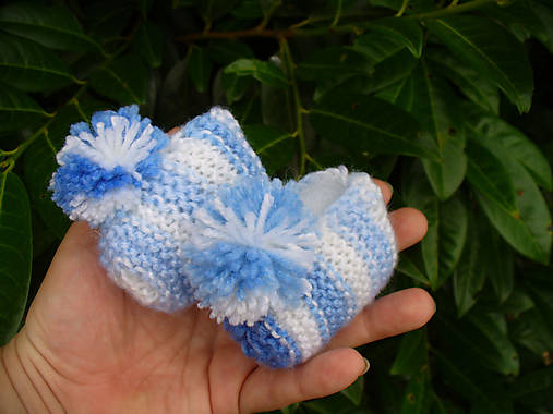 Detské topánky - Prúžkované babyťapky, papučky - 9621988_