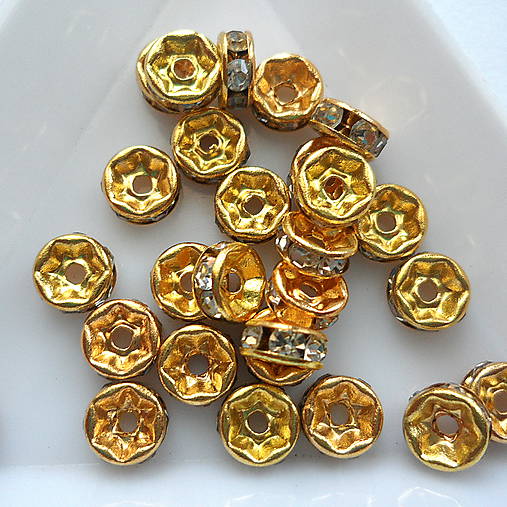 Šatónová rondelka-1ks (6mm-zlatá/crystal)
