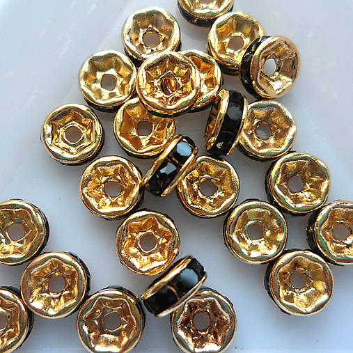 Šatónová rondelka-1ks (6mm-zlatá/čierna)