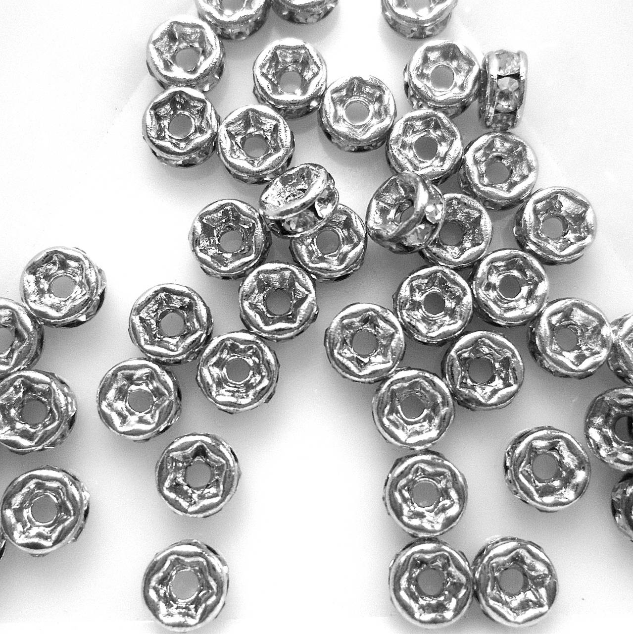 Šatónová rondelka-1ks (4mm-rhodium/crystal)
