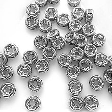Korálky - Šatónová rondelka-1ks (4mm-rhodium/crystal) - 9626416_