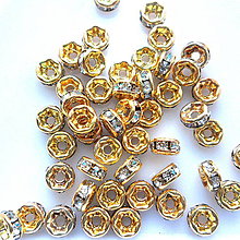 Korálky - Šatónová rondelka-1ks (4mm-zlatá/crystal) - 9626419_