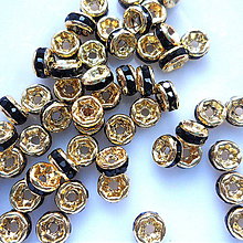 Korálky - Šatónová rondelka-1ks (4mm-zlatá/čierna) - 9626420_