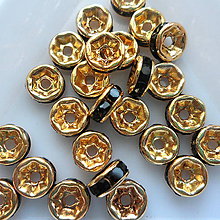 Korálky - Šatónová rondelka-1ks (6mm-zlatá/čierna) - 9626489_