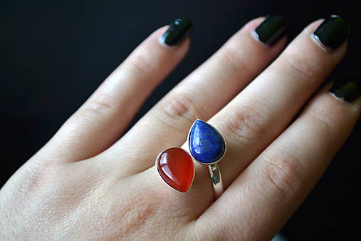 Lapis Lazuli  a Achát prsteň Ag 925/1000