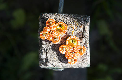 Náušnice - Golden Oranges - soutache náušnice  - 9629660_