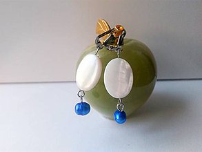 Náušnice - Perleťové náušnice s perlou oceľové - 9629728_
