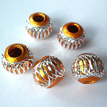 Korálky - Hliníková guľa-1ks (10mm-zlatá) - 9635901_