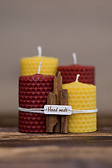 Svietidlá a sviečky - Sviečka zo 100% včelieho vosku - Točené hrubé - Bordové - 9633045_