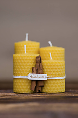 Sviečky - Sviečka zo 100% včelieho vosku - Točené hrubé - Žlté - 9633046_