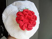 Detské čiapky - baretka s ružou - 9635244_
