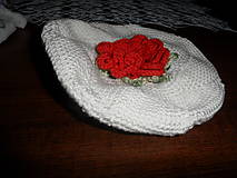 Detské čiapky - baretka s ružou - 9635248_