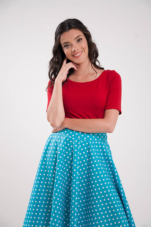 Topy, tričká, tielka - Bambusovy top krátky rukáv červený - 9634841_