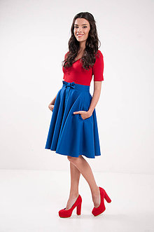 Sukne - Kruhová modrá sukňa s vreckami Lovely - 9635464_