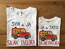 Topy, tričká, tielka - Originálne maľované duo pre otca a syna – hasičov: s nápisom syn aj ja / ja a syn silná dvojka - 9637222_