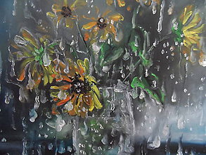 Obrazy - Kvety a daždivý deň - 9640715_