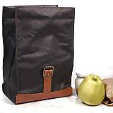 Iné tašky - Lunchbag. Taška na jedlo z voskovaného plátna a kože. - 9641279_
