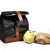 Iné tašky - Lunchbag. Taška na jedlo z voskovaného plátna a kože. - 9641280_