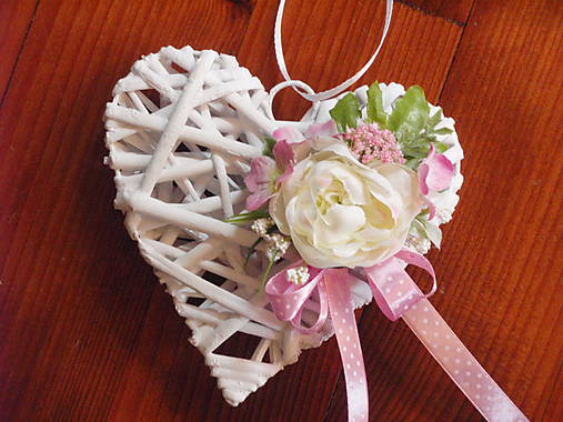 Dekorácie - Srdiečko ivory ružové 15cm pre učiteľku - 9640003_