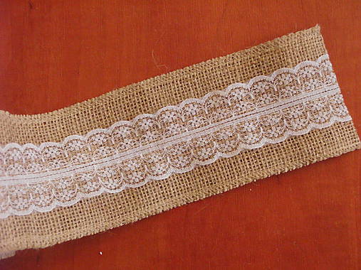 Úžitkový textil - Jutová šerpa šírka 8cm s čipkou - 9641376_
