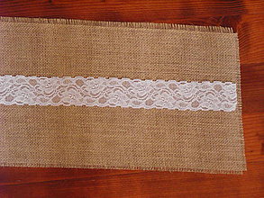 Úžitkový textil - Šerpa z pravej juty s čipkou šírka 24cm - 9641354_