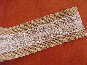 Úžitkový textil - Jutová šerpa šírka 8cm s čipkou - 9641376_