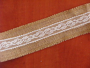 Úžitkový textil - Jutová šerpa šírka 6 cm s čipkou - 9641392_