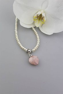 Náhrdelníky - Pravé perly a ruženín náhrdelník.. - 9642101_