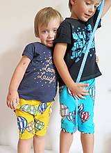 Detské oblečenie - kraťasy z biobavlny Do oblakov! (žlté) - 9645013_