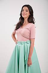 Topy, tričká, tielka - Bambusovy top s V-výstrihom ružový krátky rukáv  - 9642593_