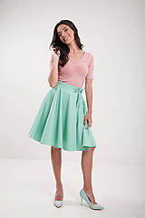 Topy, tričká, tielka - Bambusovy top s V-výstrihom ružový krátky rukáv  - 9642596_