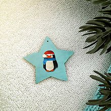 Dekorácie - Zvieracie vianočné ozdoby (hviezdička - tučniačik) - 9643912_