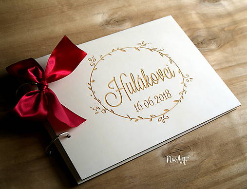 Papiernictvo - Svadobná kniha hostí, fotoalbum - lístkový venček  - 9645367_