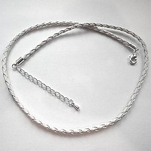 Polotovary - Koženkový náhrdelník 45cm-1ks (biela) - 9649544_