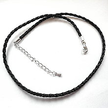 Polotovary - Koženkový náhrdelník 45cm-1ks (čierna) - 9649546_