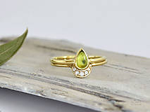 Prstene - 585/1000 zlatý komplet prsteňov mesiac s prírodným olivínom - 9654264_