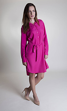 Šaty - Dámske košelové šaty Pink Cyklámenová - 9657500_