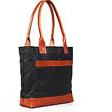 Veľké tašky - Čierna/ryšavá taška z kože a voskovaného plátna. - 9657352_